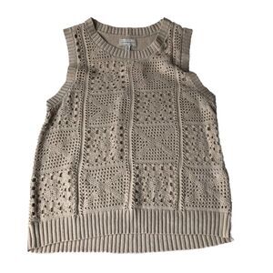 Lucky Brand Women’s Crochet Sweater Vest Beige / Ivory Small NWT